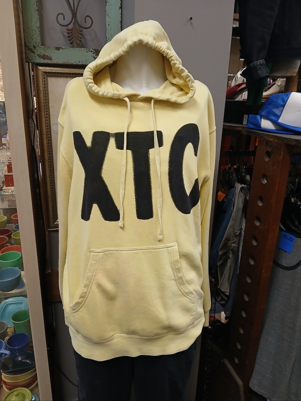 Joy Divizn Yellow Hooded Sweatshirt with Bold Black Lettering